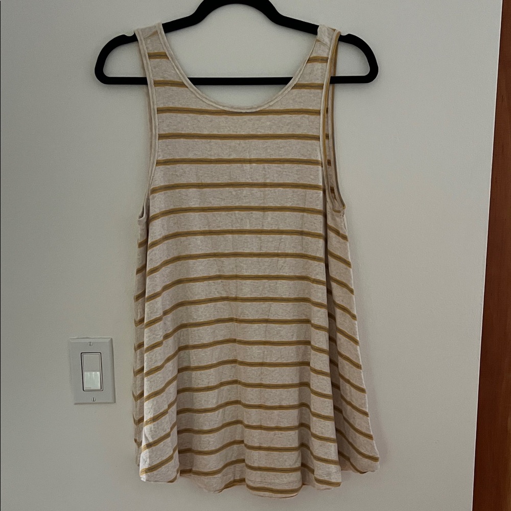 We The Free Cream and Gold Striped Tank